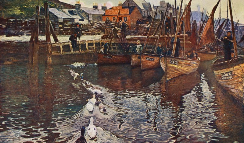 Tarbert Havn, Loch Fyne (farvelitografi) af David (after) Murray