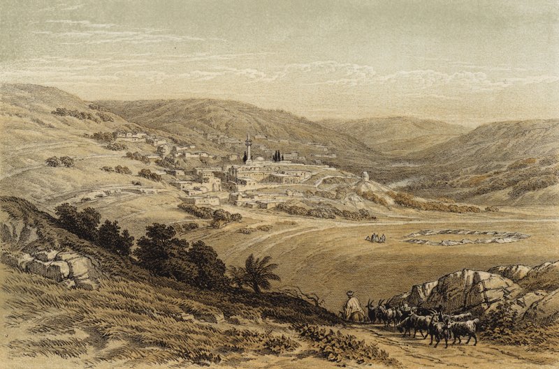Generelt syn på Nazareth (farve litho) af David (after) Roberts