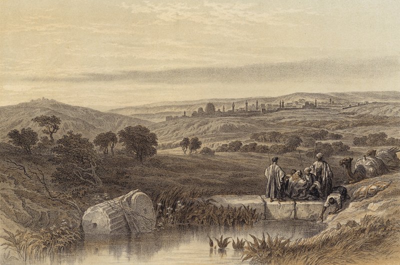 Jerusalem fra nord (farve litho) af David (after) Roberts