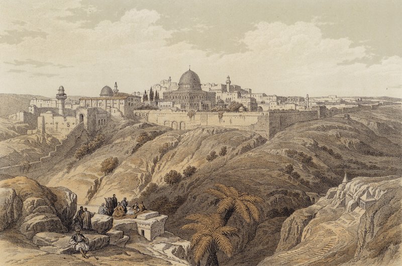 Jerusalem, renselseskirken (farve litho) af David (after) Roberts