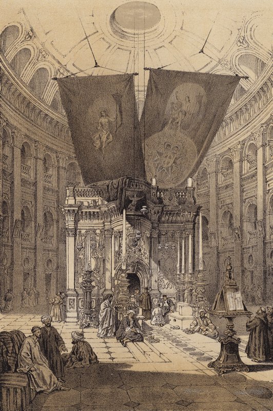 Den Hellige Gravs helligdom (farve litho) af David (after) Roberts