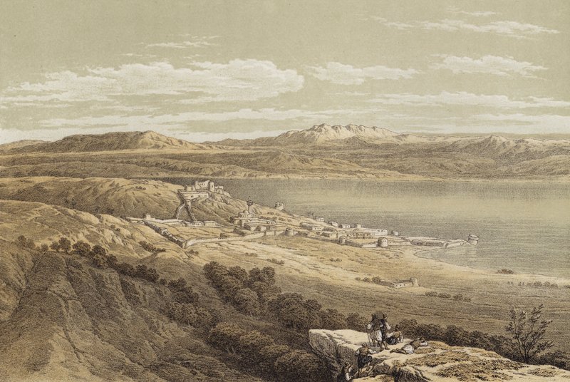 Tiberias ser mod Hermon (farve litho) af David (after) Roberts