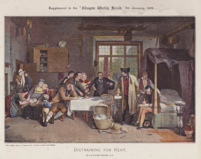 Udlæg til leje (farve litho) af David (after) Wilkie
