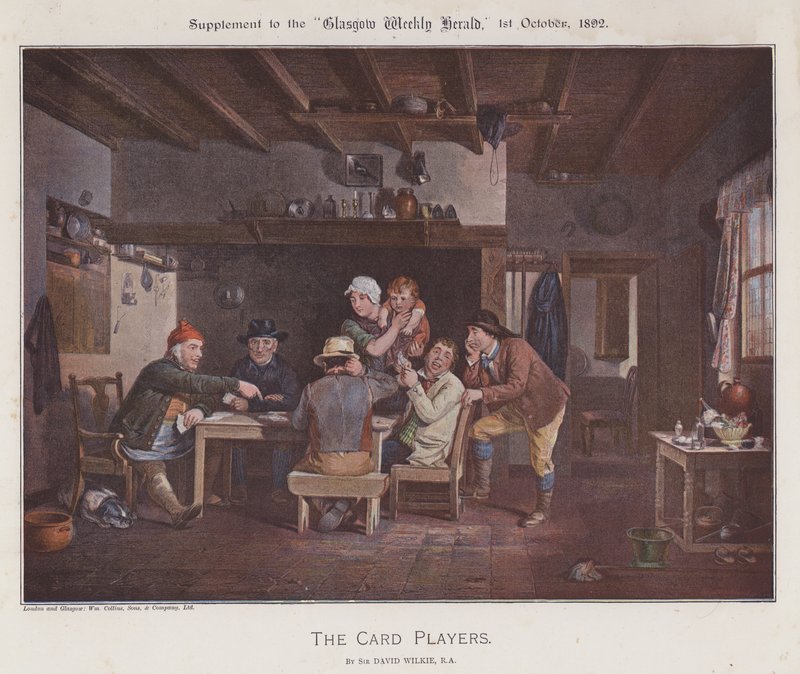 Kortspillerne (farve litho) af David (after) Wilkie