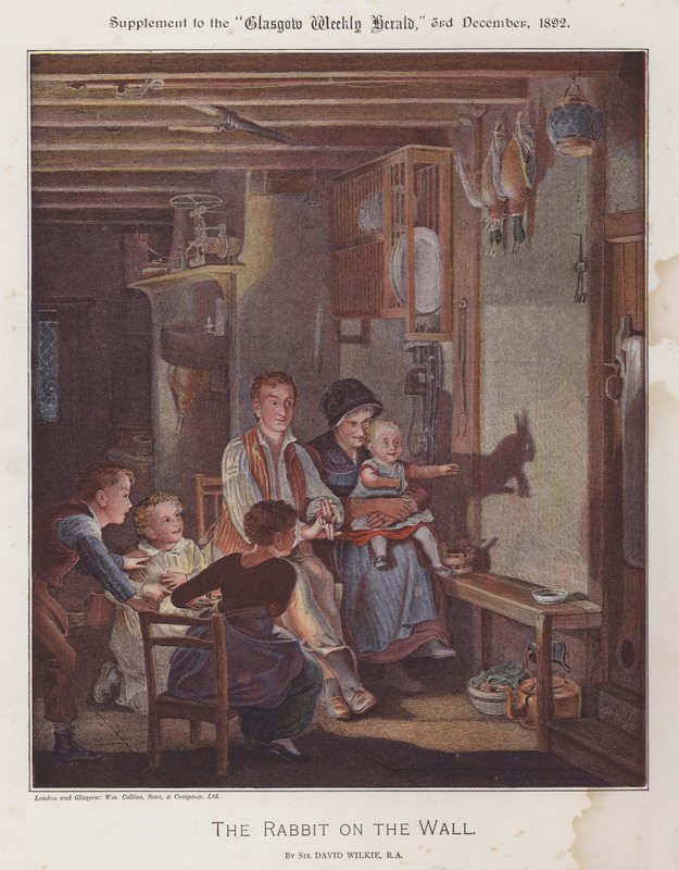 Kaninen på væggen (farve litho) af David (after) Wilkie