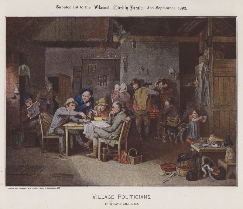 Landsbypolitikere (farve litho) af David (after) Wilkie