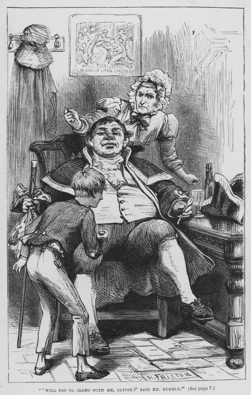 Illustration til Oliver Twist af Charles Dickens (gravering) af David Henry Friston