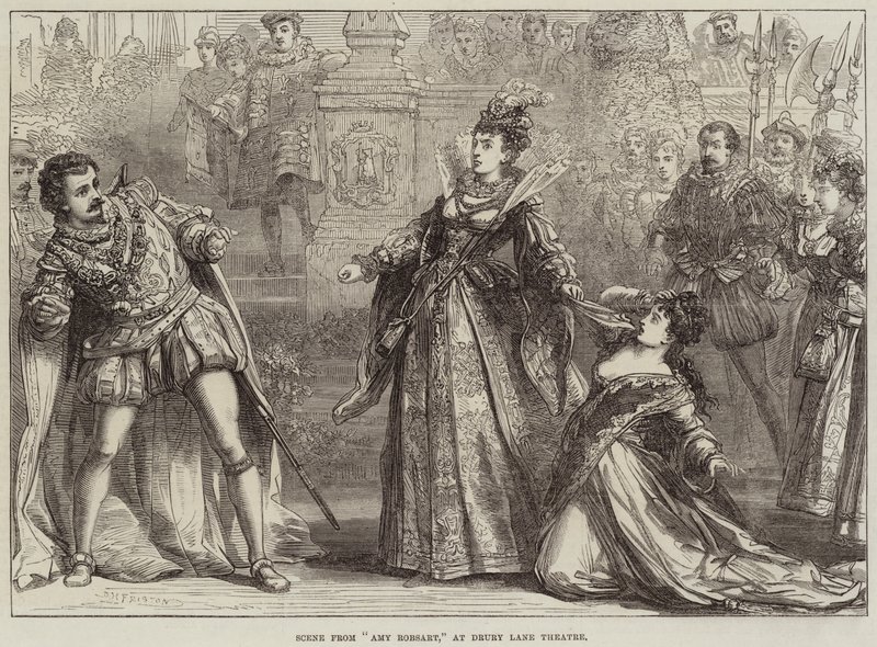 Scene fra Amy Robsart i Drury Lane Theatre af David Henry Friston