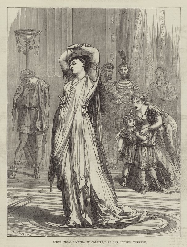 Scene fra Medea i Korinth, på Lyceum Theatre af David Henry Friston