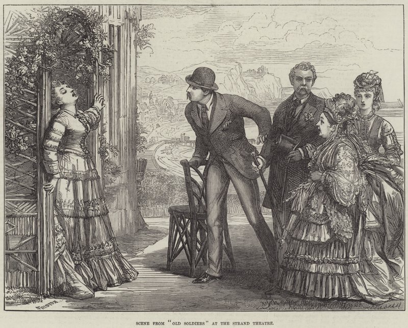 Scene fra Gamle Soldater på Strand Teatret af David Henry Friston
