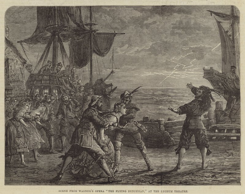 Scene fra Wagners opera Den flyvende hollænder på Lyceum Theatre af David Henry Friston