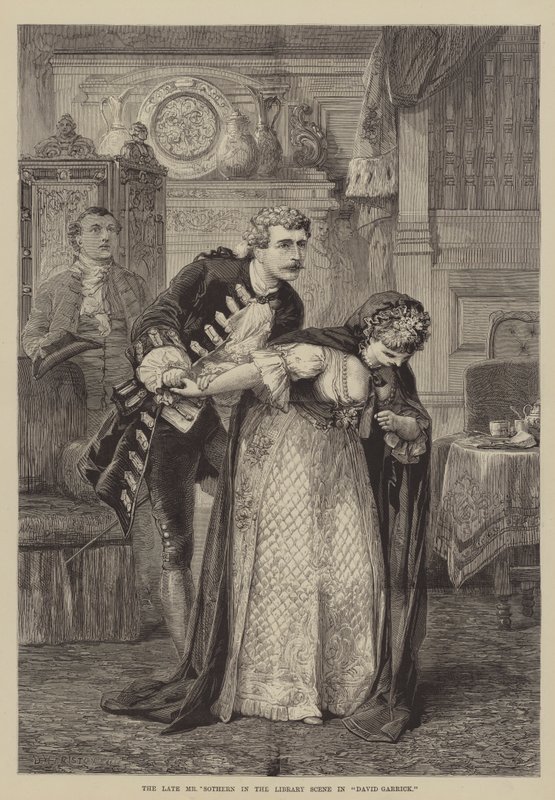 Den afdøde Mr Sothern i biblioteksscenen i David Garrick af David Henry Friston