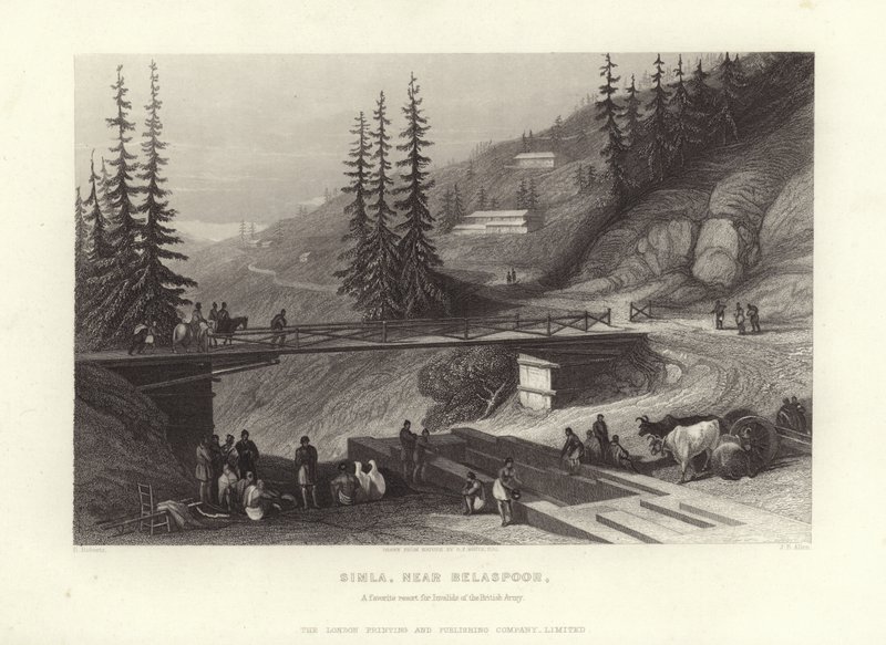 Simla, nær Belaspoor af David Roberts