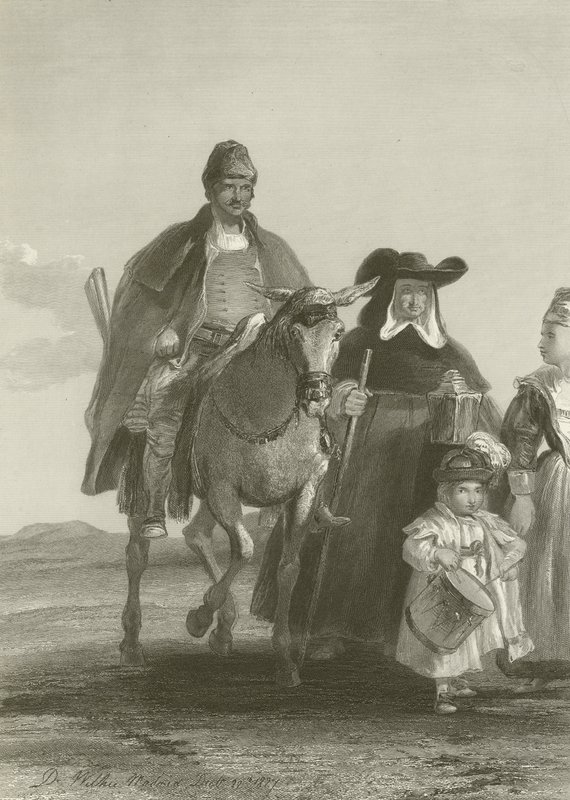 Gruppe af figurer på vej ind i Madrid af David Wilkie
