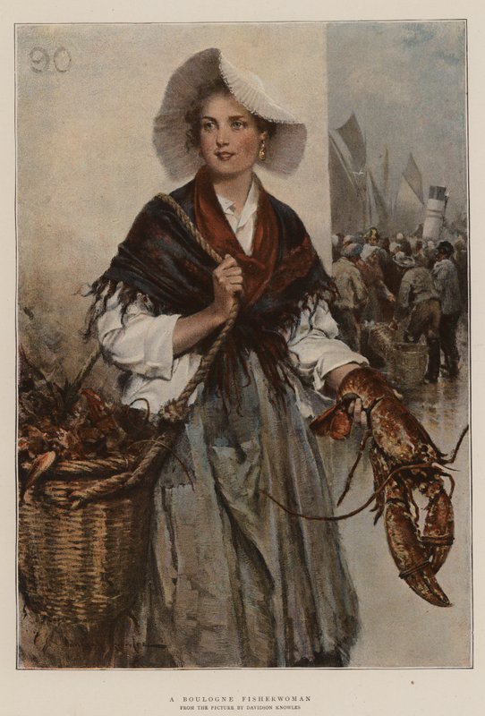 En Boulogne Fisherwoman (chromolitho) af Davidson Knowles