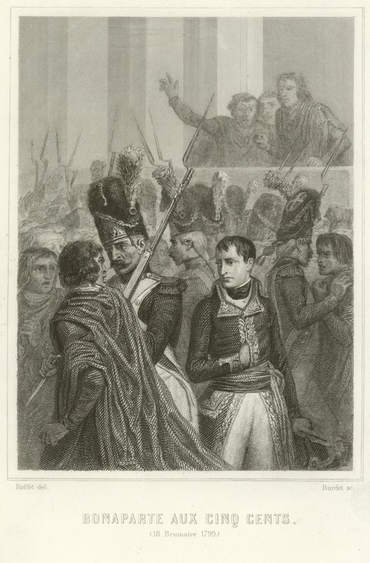 Napoleon Bonaparte omgivet af medlemmer af rådet for fem hundrede af Denis Auguste Marie Raffet