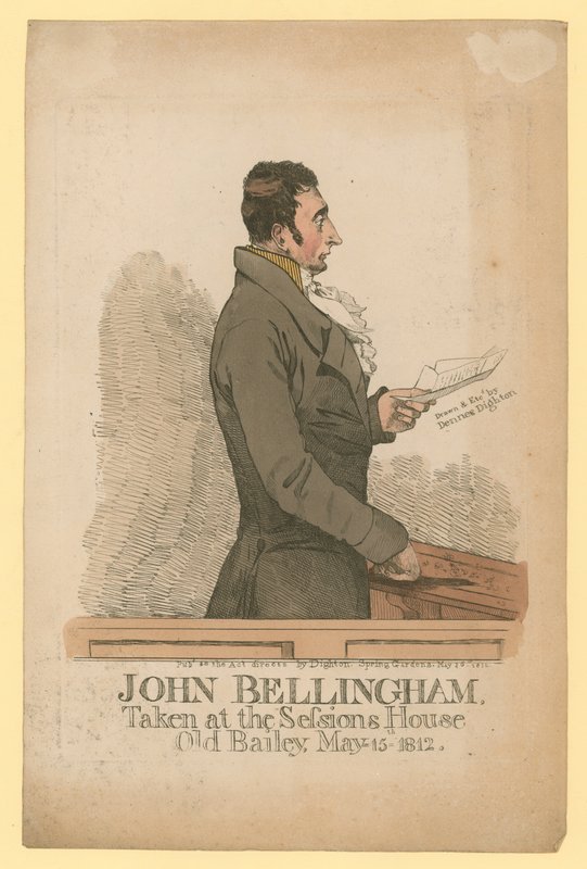 John Bellingham, taget i Sessions House, Old Bailey, 15. maj 1812 af Denis Dighton