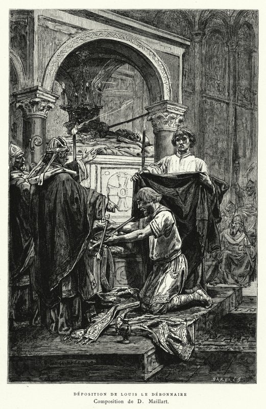 Deponering af Louis Le Debonnaire (gravering) af Diogene Ulysse Napoleon Maillart