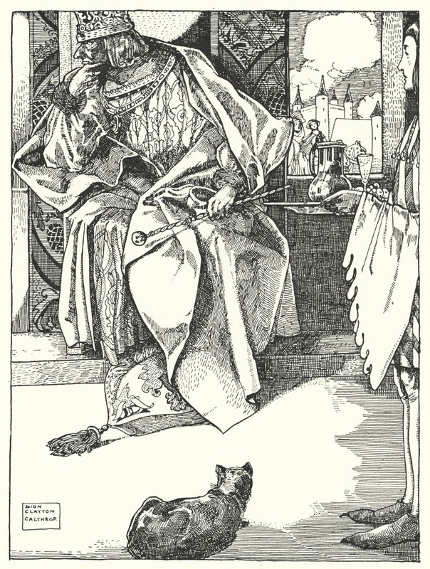 "Kongen nægtede al forfriskning" (gravering) af Dion Clayton Calthrop