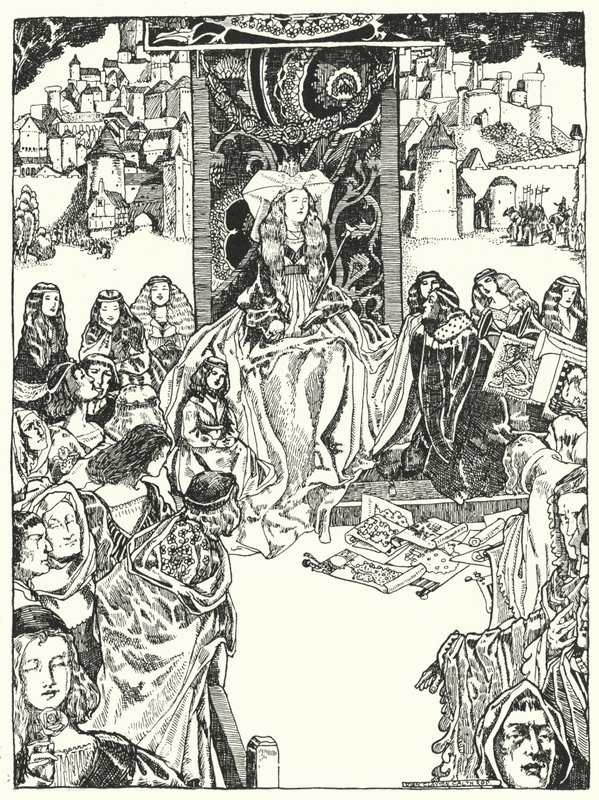 Prinsessen og bejlerne (gravering) af Dion Clayton Calthrop