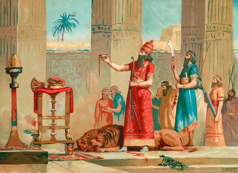 Ashurbanipal ofrer løver som offer af Dionisio Baixeras Verdaguer