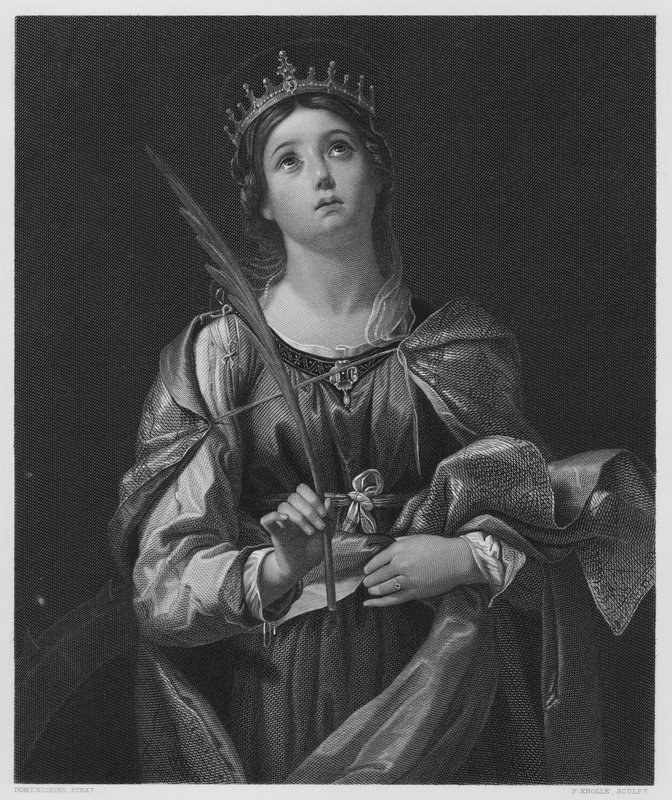 Den hellige Katharina, fra billedet i Den Kongelige Samling (stik) af Domenichino