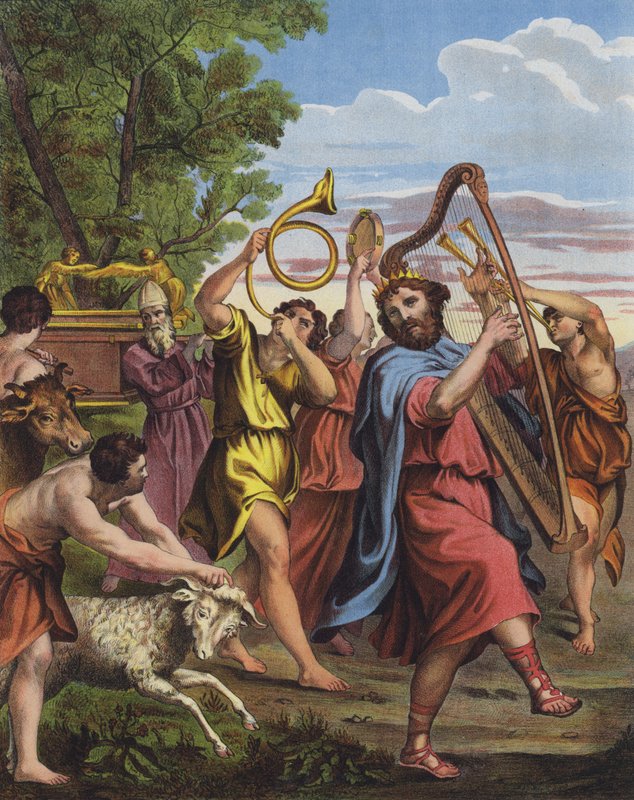 Kong David danser foran Pagtens Ark, da han bringer den til Jerusalem af Domenichino