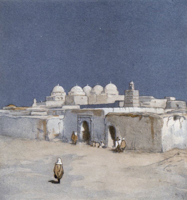 Sværdmoskeen ved Kairouan (farve litho) af Donald (after) Maxwell