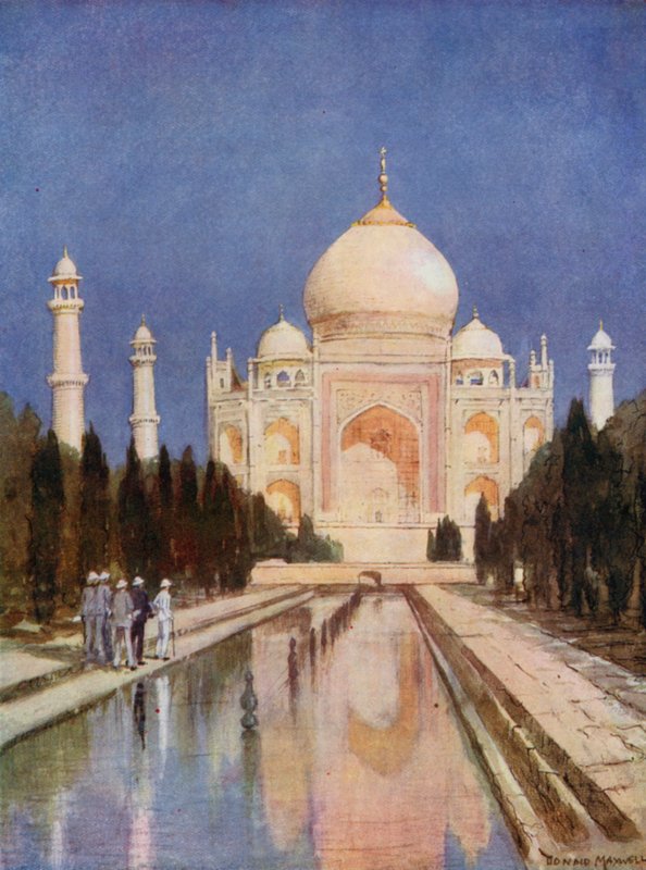 Prinsen ved Taj Mahal (farvelitografi) af Donald (after) Maxwell