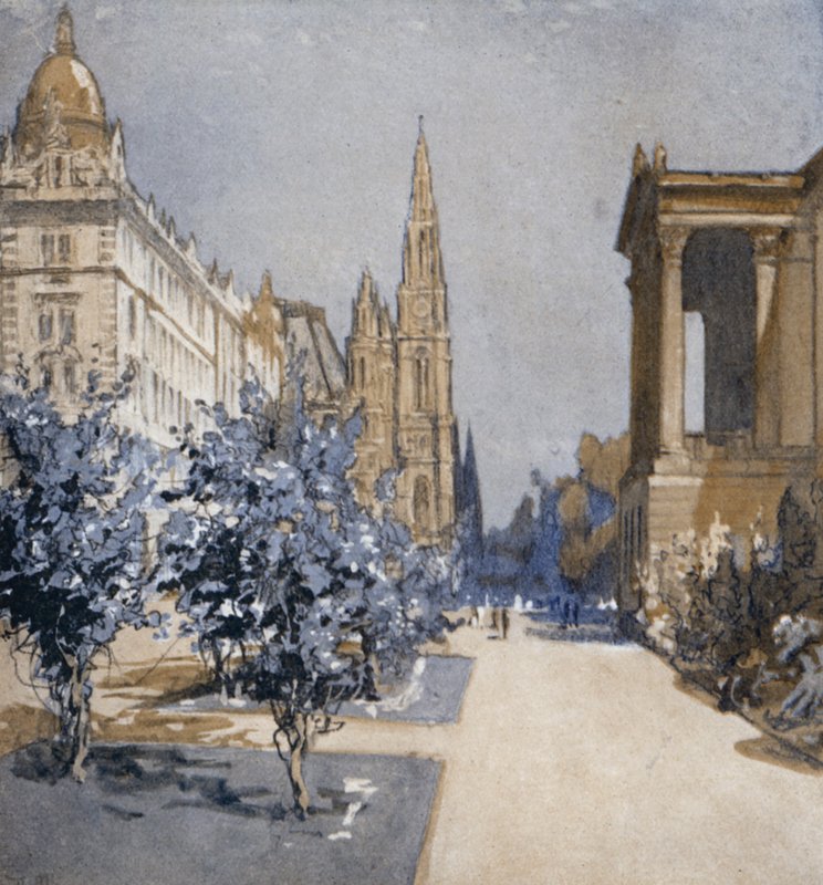 Wien i syne (farve litho) af Donald (after) Maxwell