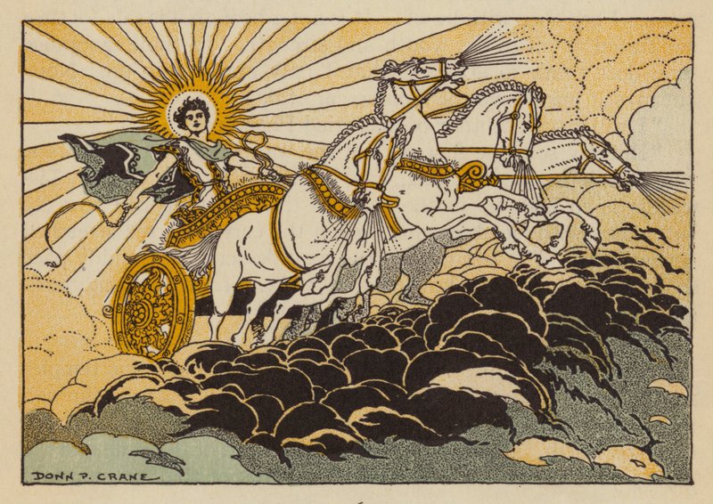 Phaethon, gud for græsk mytologi (farve litho) af Donn P. Crane