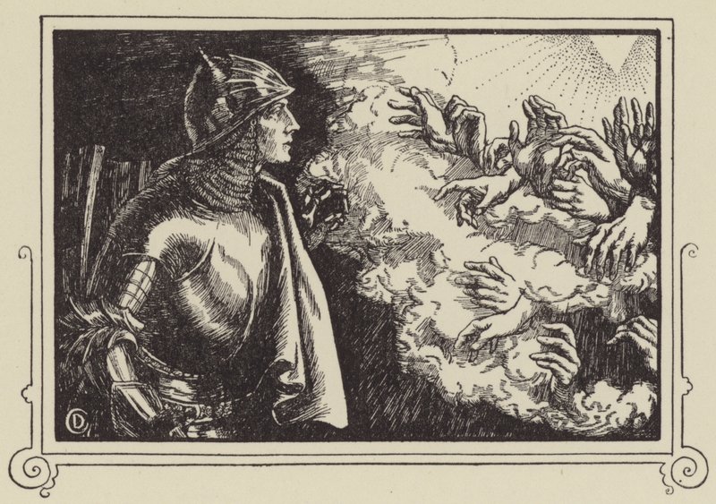 Hvordan Sir Launcelot så den hellige gral af Dora Curtis