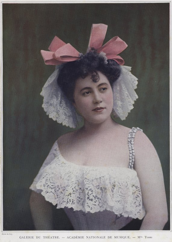 Mademoiselle Torri, fransk skuespillerinde og sangerinde, farvet foto af Du Guy