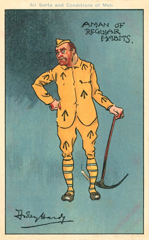 Forbrydelse og straf: fange med en hakke (chromolitho) af Dudley Hardy
