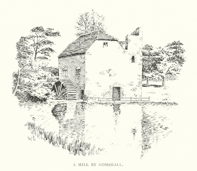 En mølle af Gomshall (litografi) af Duncan Moul