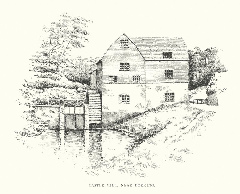 Castle Mill, nær Dorking (litografi) af Duncan Moul
