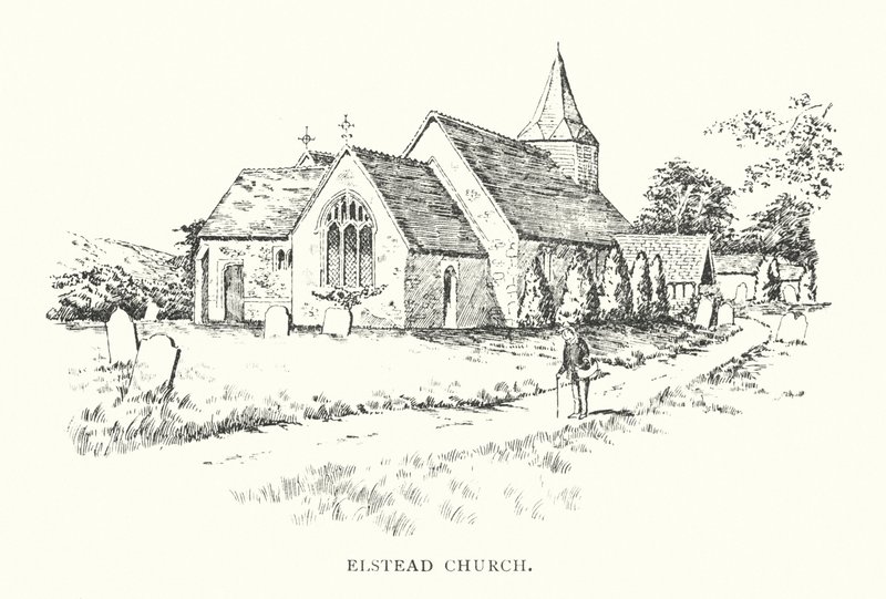 Elstead Kirke (litografi) af Duncan Moul