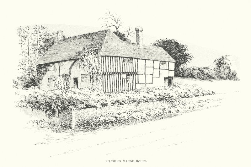Filching Manor House (litografi) af Duncan Moul