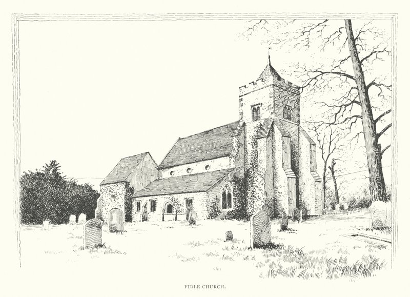Firle Kirke (litografi) af Duncan Moul