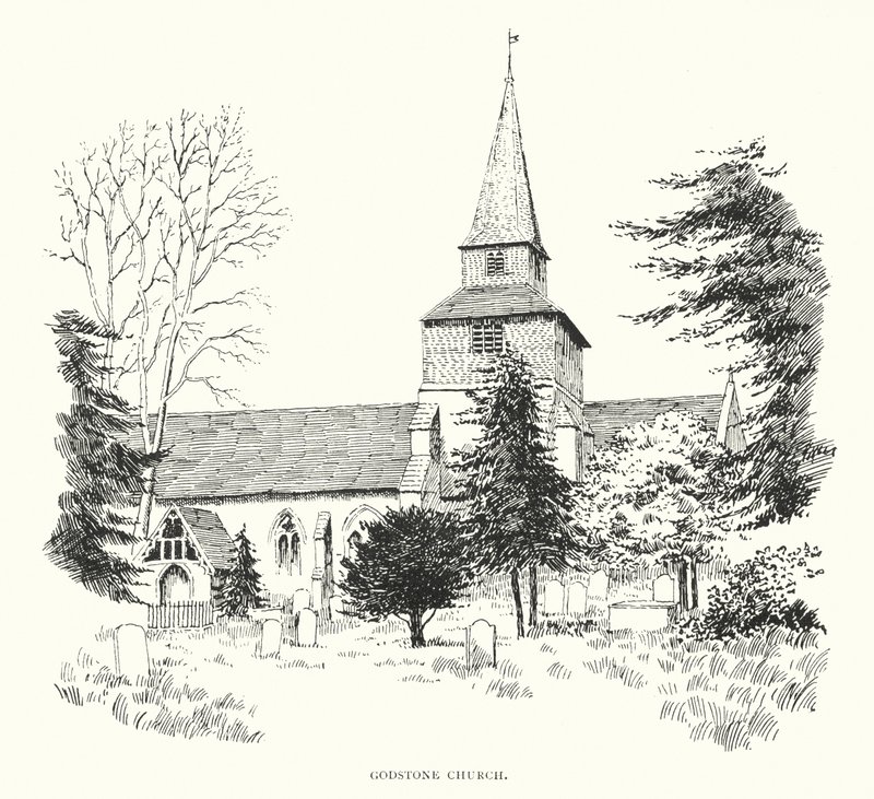Godstone Kirke (litografi) af Duncan Moul