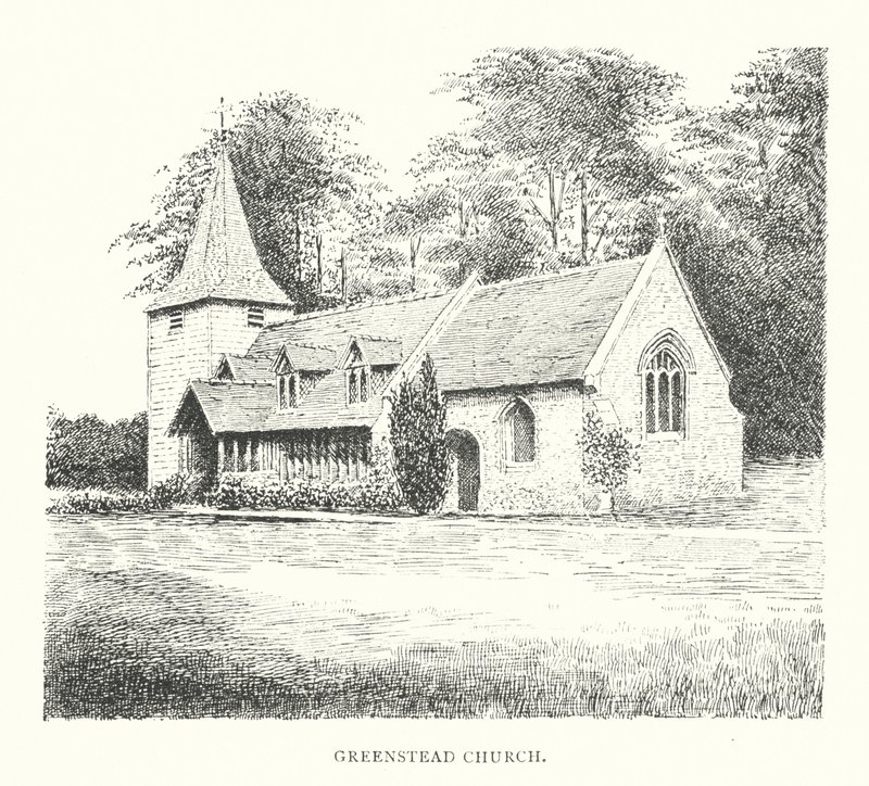 Greenstead Kirke (litografi) af Duncan Moul