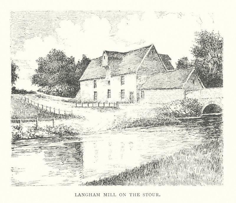 Langham Mill ved Stour (litografi) af Duncan Moul