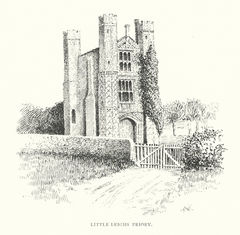 Little Leighs Priory (litografi) af Duncan Moul