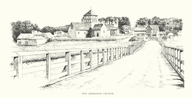 Old Shoreham Church (litografi) af Duncan Moul