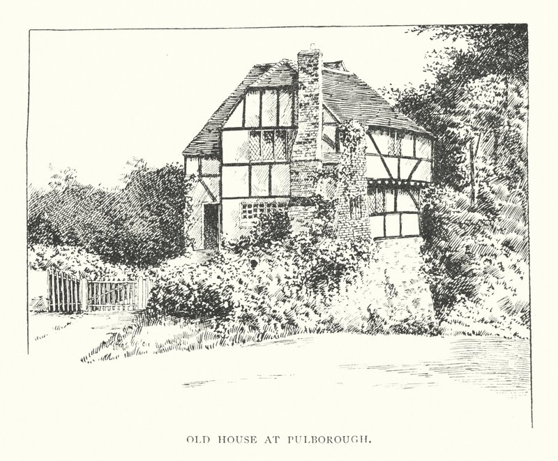 Gammelt hus ved Pulborough (litografi) af Duncan Moul