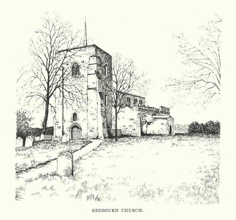 Redbourn Kirke (litografi) af Duncan Moul