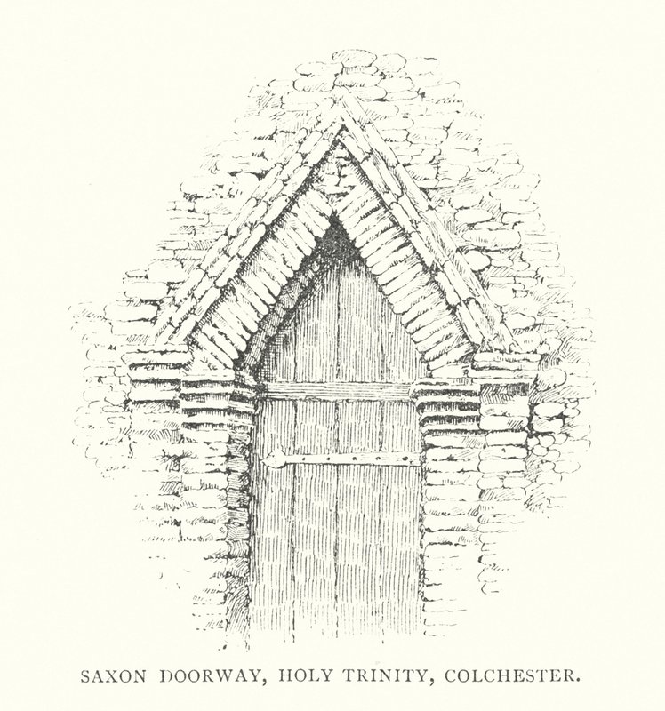 Saksisk døråbning, Holy Trinity, Colchester (litografi) af Duncan Moul