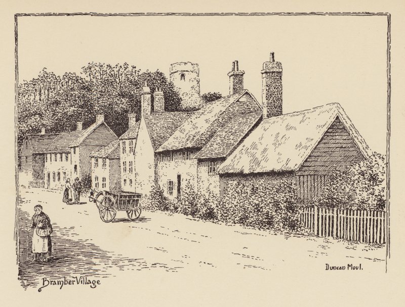 Sussex: Bramber Village (litografi) af Duncan Moul