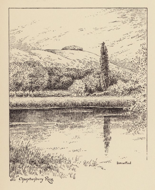 Sussex: Chanctonbury Ring (litografi) af Duncan Moul