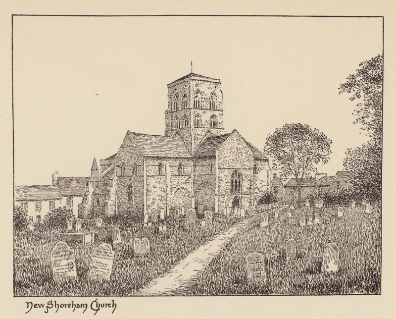 Sussex: New Shoreham Church (litografi) af Duncan Moul